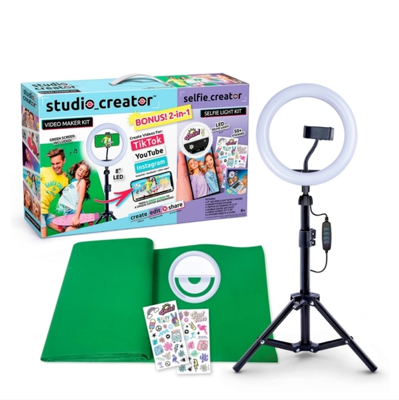 Studio Creator Video Kit Green Screen LED Ring Light Tripod & Selfie Creator... - Picture 1 of 7